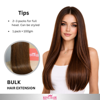 Straight #2 brown Bulk human hair for brading Babythin