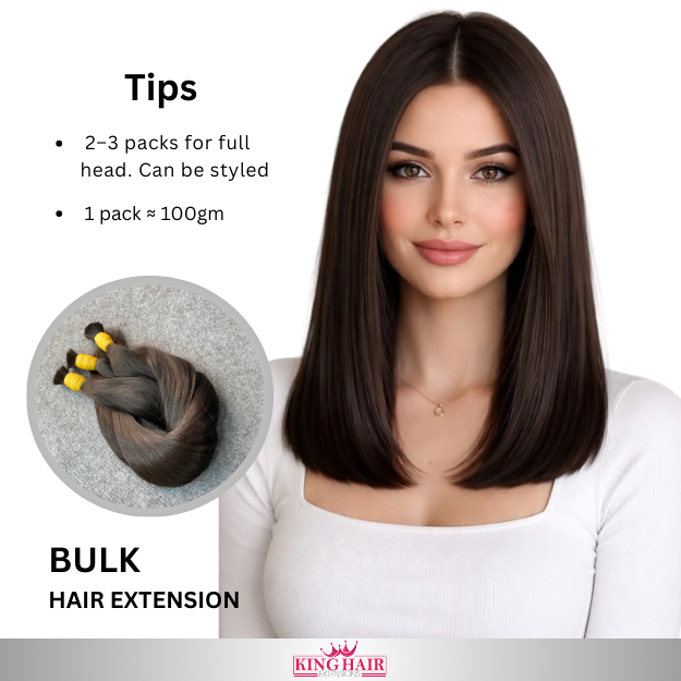 Straight #1B bulk hair double