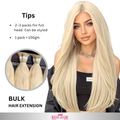 Straight #613 blonde Bulk human hair for brading raw