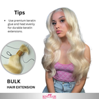 Wavy #613 blonde Bulk human hair for brading Babythin