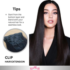 Straight #1B clip-in hair extensions double
