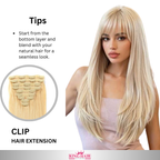 Straight #613 blonde clip-in hair extensions double