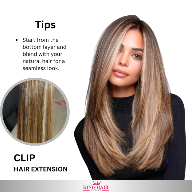 Straight Hight light blonde clip-in hair extensions double