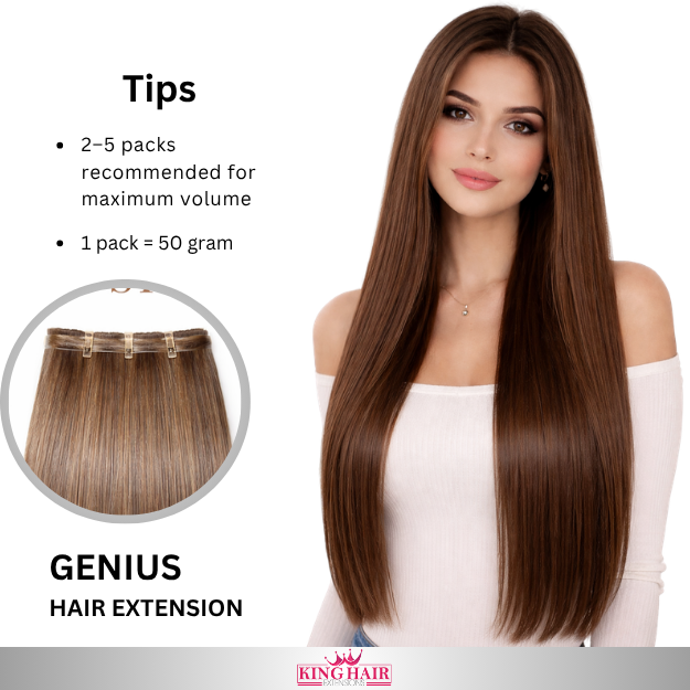 Straight #2 brown Virgin genius hair extension Babythin