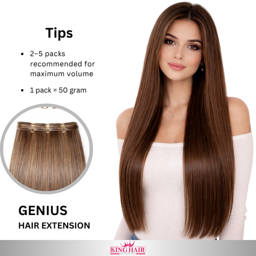 Straight #2 brown Virgin genius hair extension Babythin