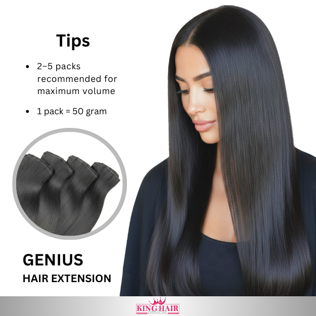 Straight #1B Virgin genius hair extension donor
