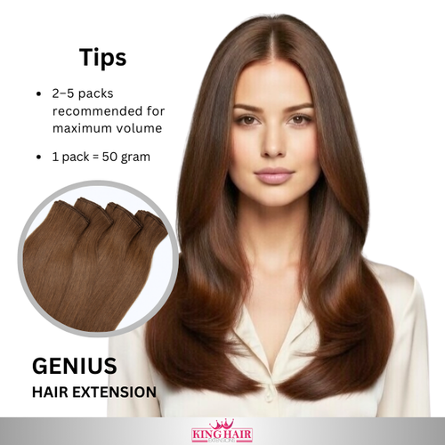 Straight #2 brown Virgin genius hair extension donor