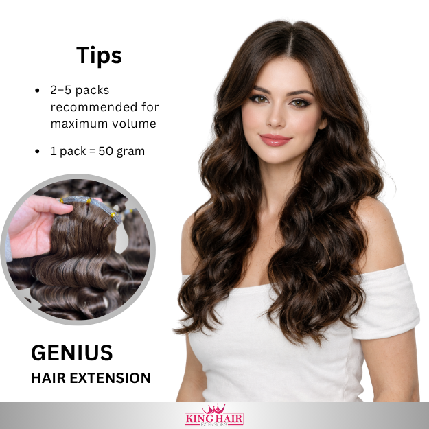 Wavy #2 brown Virgin genius hair extension Babythin