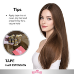Straight #2 brown Tape-in hair extension double