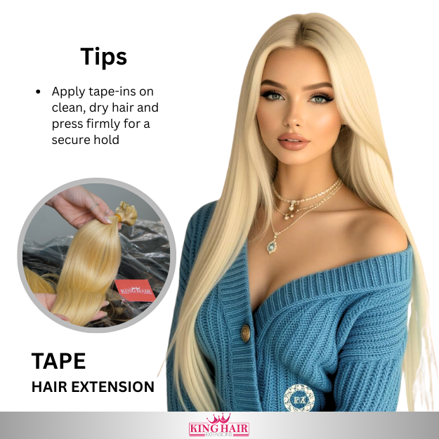 Straight #613 blonde Tape-in hair extension double