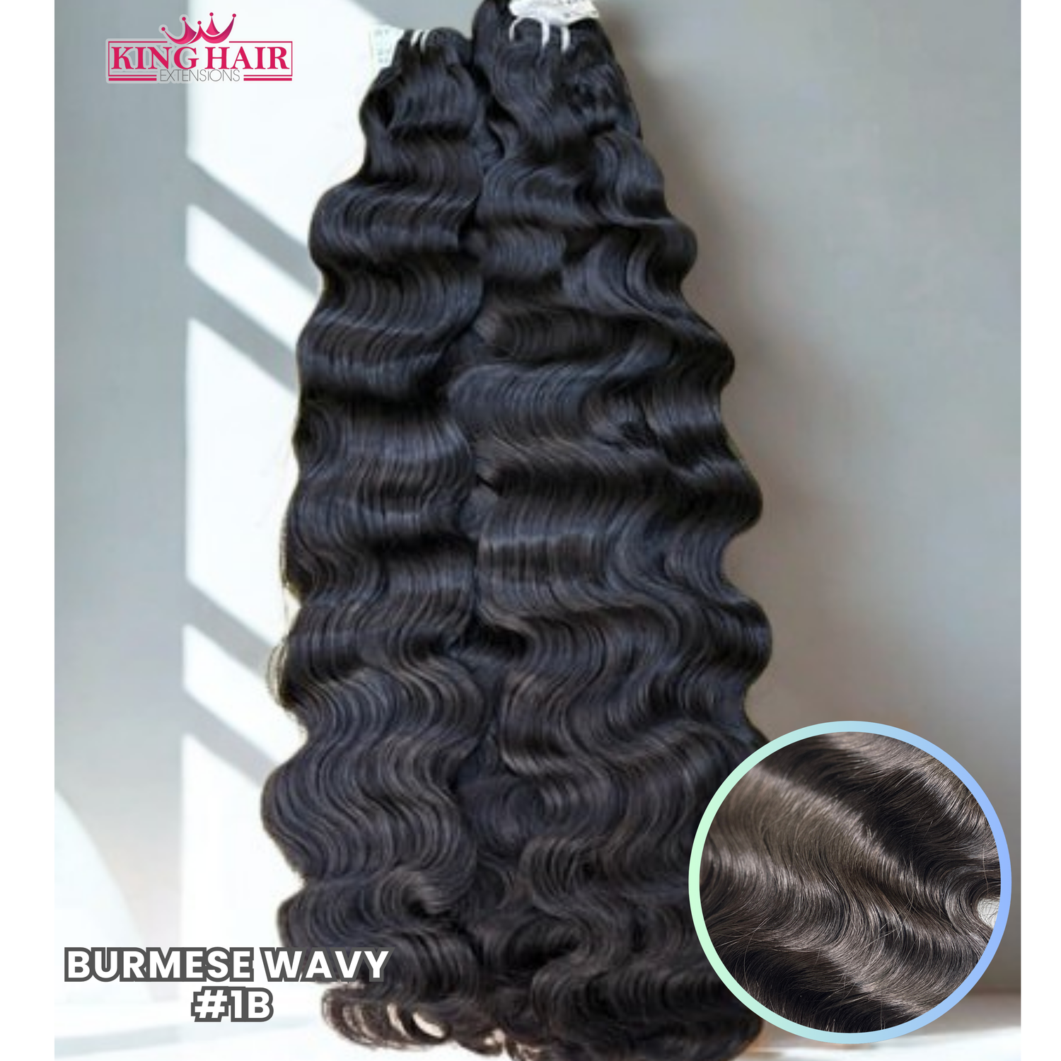 VIRGIN BURMESE WAVY WEFT – #1B – DOUBLE Drawn