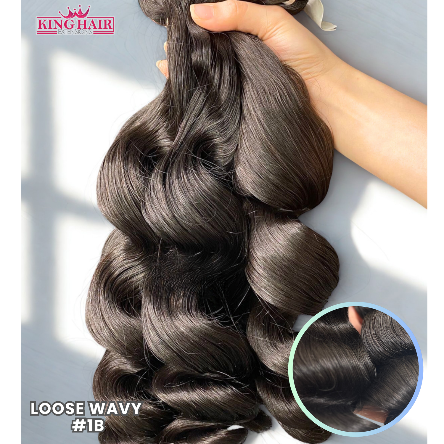 VIRGIN LOOSE WAVY WEFT – #1B – DOUBLE Drawn