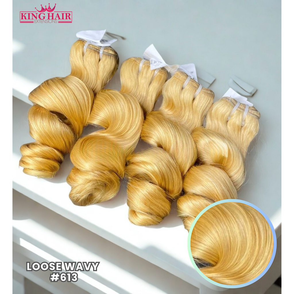 VIRGIN LOOSE WAVY WEFT – #613 – DOUBLE Drawn