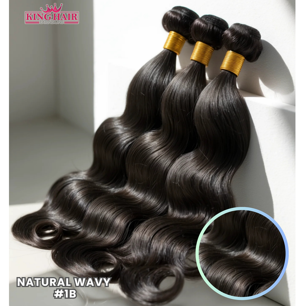 VIRGIN NATURAL WAVY WEFT – #1B – DOUBLE Drawn