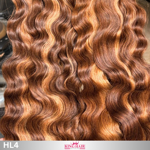 Wavy high light blonde bundles human hair raw
