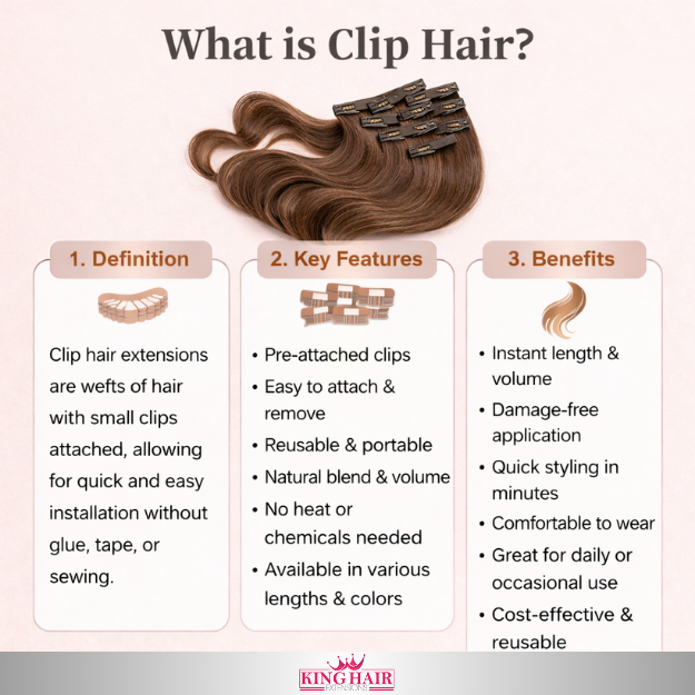 Straight HL12 clip-in hair extensions double