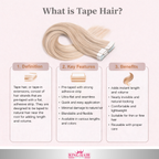 Straight Hight light blonde Tape-in hair extension double